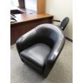 Black Leather Bucket Style Reception Chair